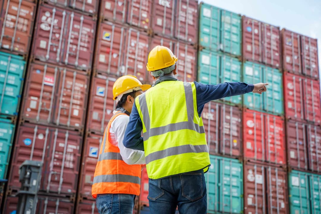 Engineer,Working,And,Checking,A,Quality,Of,Containers,Box,From