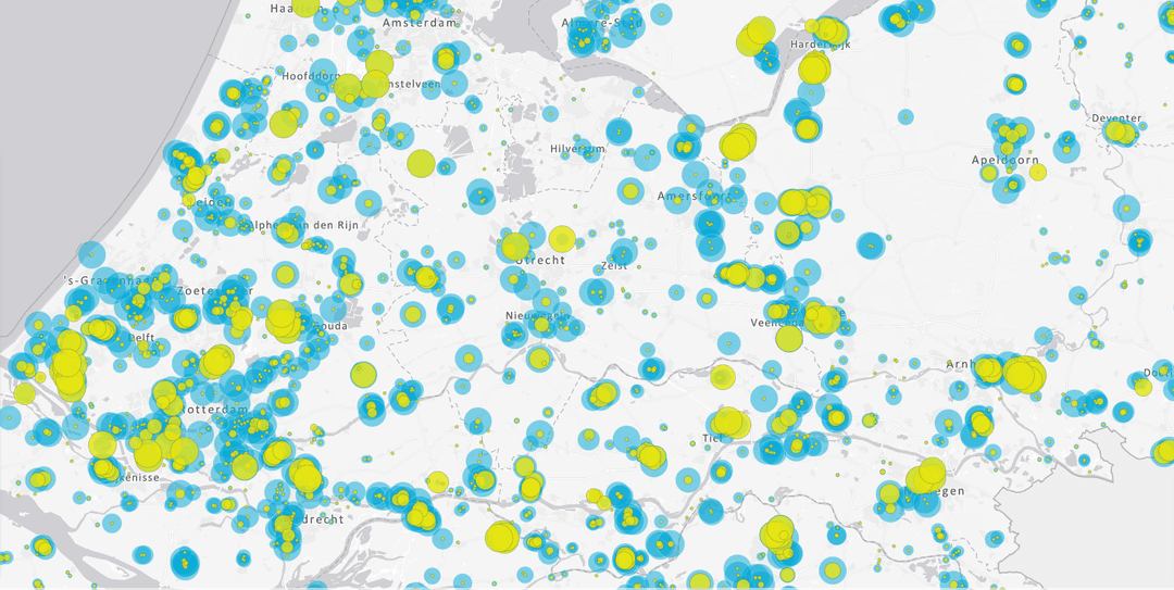 Schatting van het aanta lelektrische bestelauto’s en trucks per bedrijventerrein in 2030