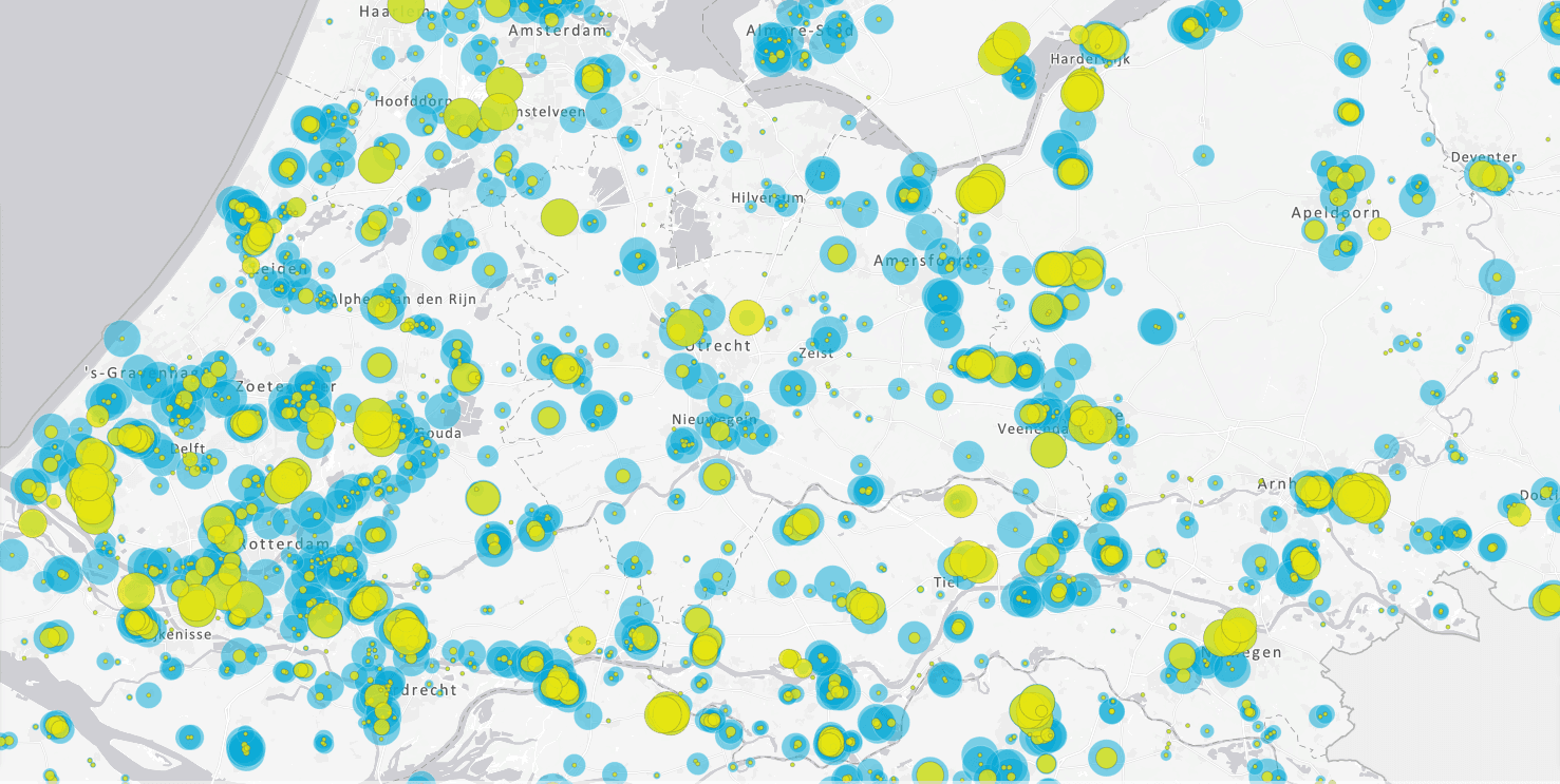 Schatting van het aanta lelektrische bestelauto’s en trucks per bedrijventerrein in 2030